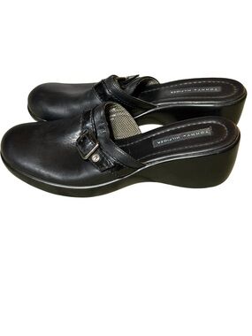 Tommy Hilfiger Allison Clog Mule 2” Wedge Heels Black Women SZ 7.5M